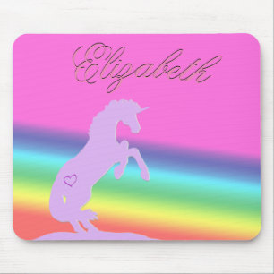 Lavender Unicorn Silhouette (rainbow/customise) Mouse Mat