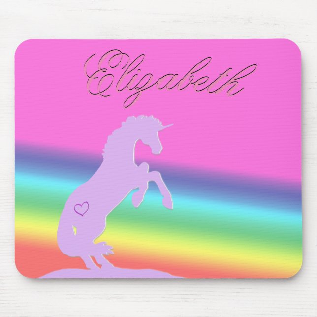 Lavender Unicorn Silhouette (rainbow/customise) Mouse Mat (Front)