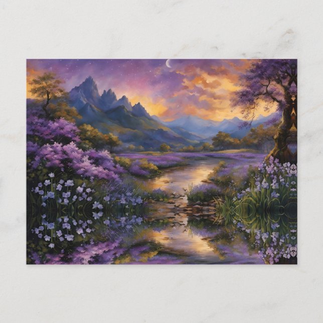 Lavender Valley at Dawn  Postcard (Front)