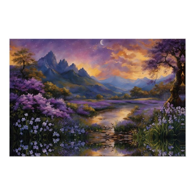 Lavender Valley at Dawn  Poster (Front)
