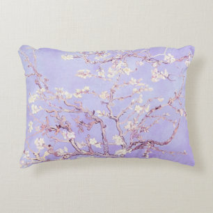 Lavender Van Gogh Almond Blossoms Decorative Cushion