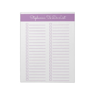Lavender Vertical 8.5x11 Two Column Checklist Notepad
