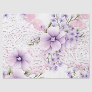 Lavender Victorian Florals & Lace Decoupage Tissue Paper