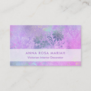 *~* Lavender Vintage Antique Aged Blue Pink Damask Business Card