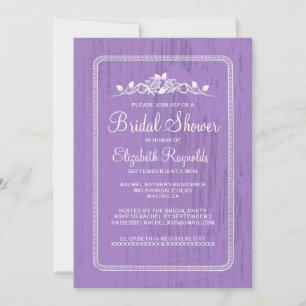 Lavender Vintage Barn Wood Bridal Shower Invites