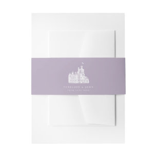 Lavender Vintage Castle Destination Wedding Invitation Belly Band