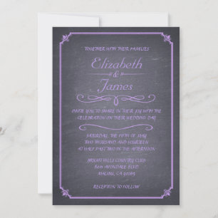 Lavender Vintage Chalkboard Wedding Invitations