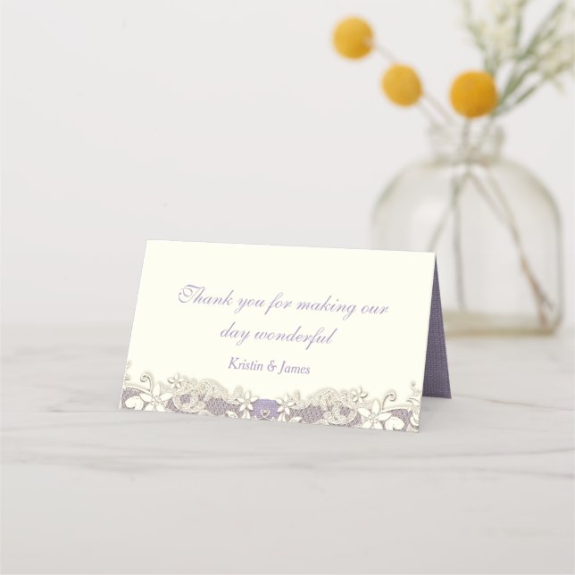 Lavender Vintage Country Floral Seating Place Card (Front)