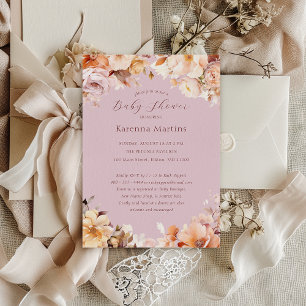 Lavender Vintage Floral Fall Baby Shower Invitation