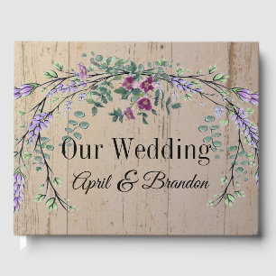 Lavender Vintage Red Rose and Eucalyptus Guest Book