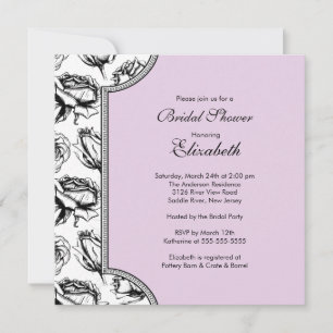 Lavender Vintage Roses Bridal Shower Invitation