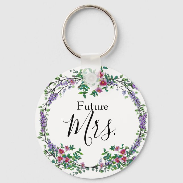 Lavender,  vintage Roses, Eucalyptus ,Future Mrs. Key Ring (Front)