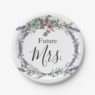 Lavender,  vintage Roses, Eucalyptus Future Mrs. Paper Plate