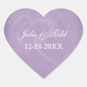 Lavender Vintage Save The Date Heart Sticker