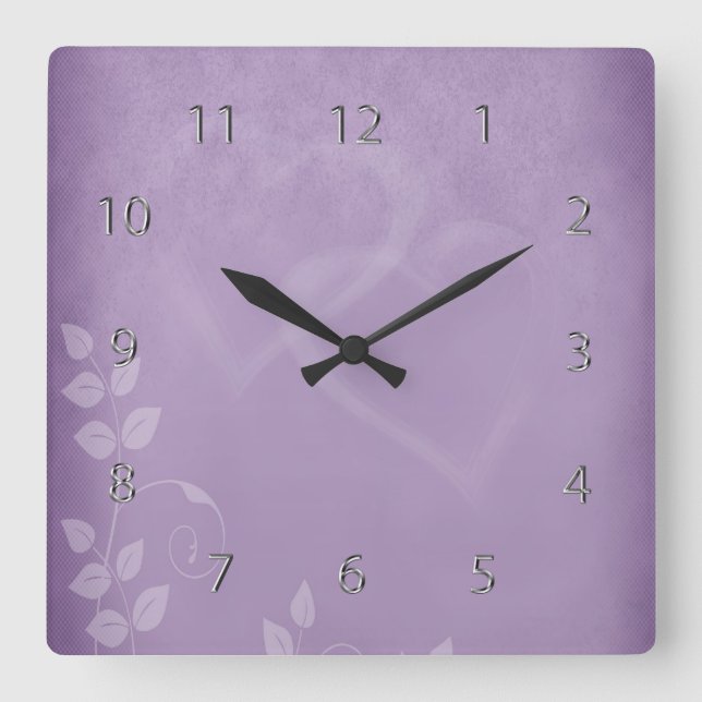 Lavender Vintage Square Wall Clock (Front)