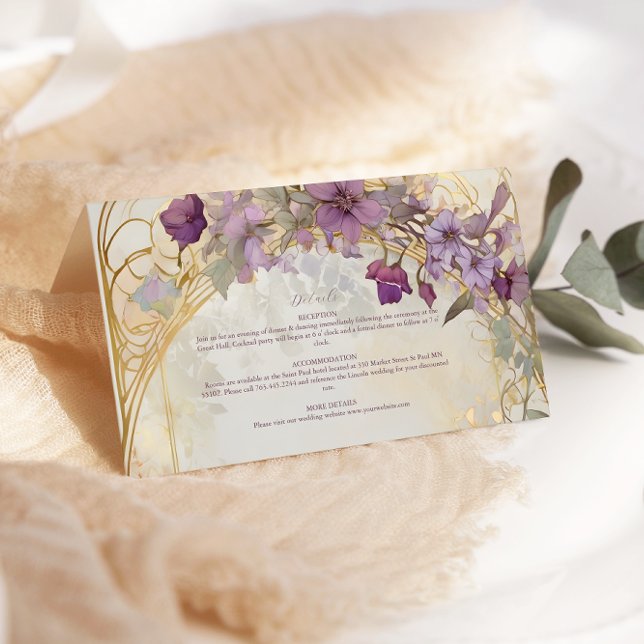 Lavender Vintage Wedding Art Nouveau Mucha Enclosure Card (Creator Uploaded)