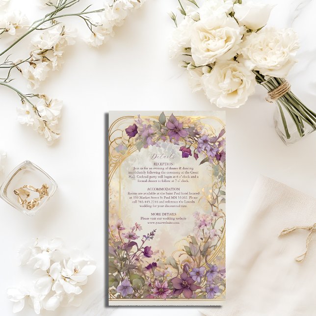 Lavender Vintage Wedding Art Nouveau Mucha Enclosure Card (Creator Uploaded)