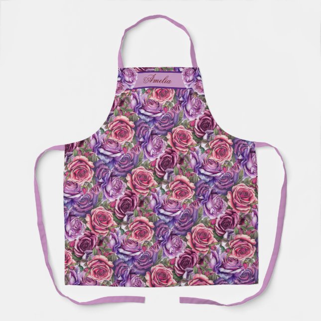 Lavender & Violet Bed of Roses  Apron (Front)