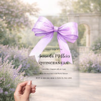 Lavender violet bow clear Quinceanera