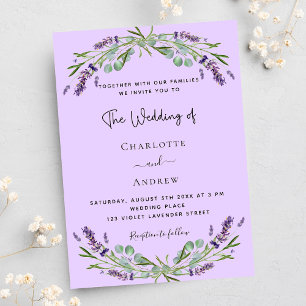 Lavender violet eucalyptus flowers luxury wedding  invitation