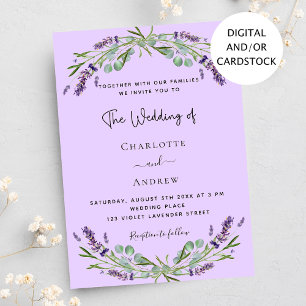 Lavender violet eucalyptus greenery wedding invitation