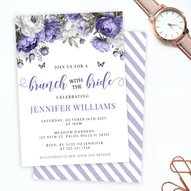 Lavender violet floral bridal brunch shower invitation (Creator Uploaded)