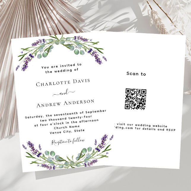 Lavender violet floral formal QR Details wedding Invitation (Creator Uploaded)