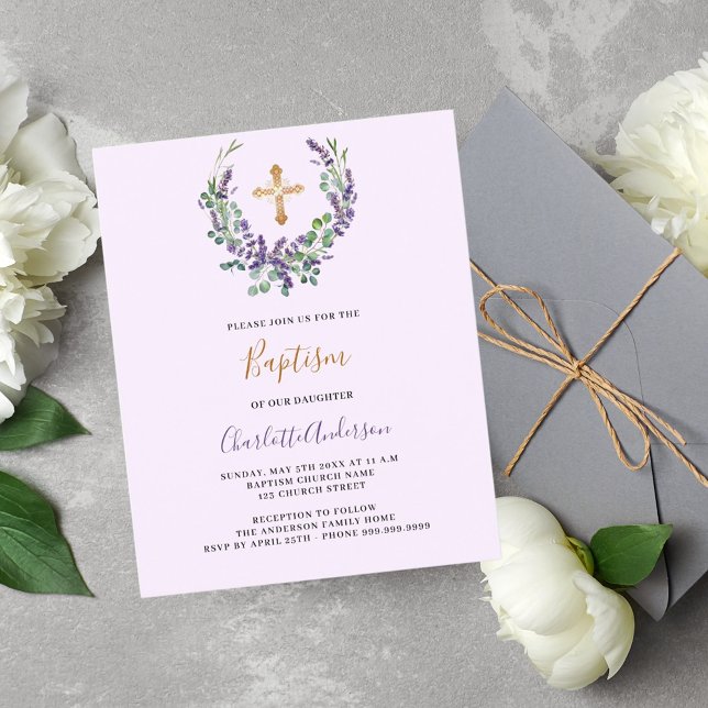 Lavender violet floral girl cross budget Baptism (Creator Uploaded)