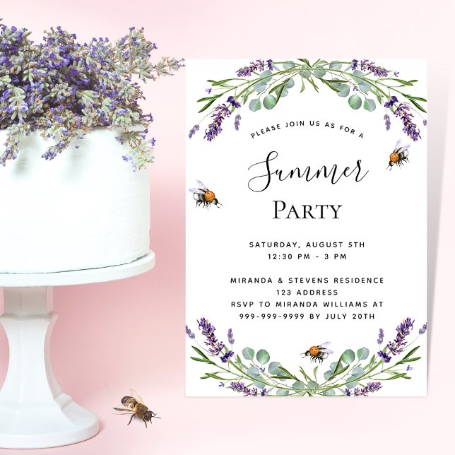 Lavender violet floral summer outdoor party invitation (Creator Uploaded)