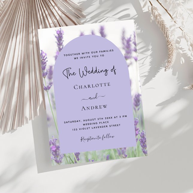 Lavender violet florals arch wedding invitation (Creator Uploaded)