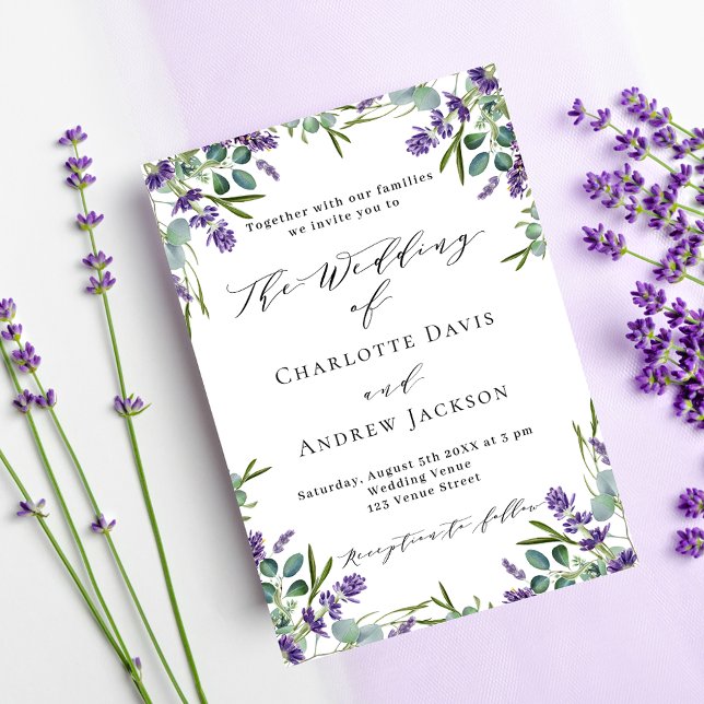 Lavender violet florals greenery luxury wedding  invitation (Creator Uploaded)