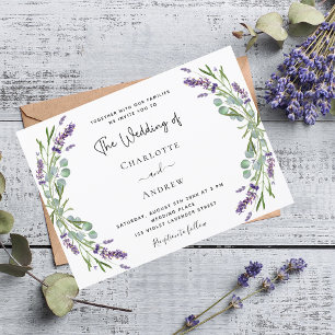 Lavender violet florals greenery wedding  invitation