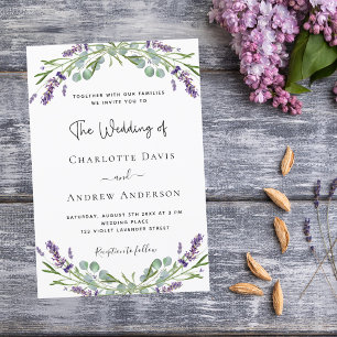 Lavender violet florals greenery wedding  invitation