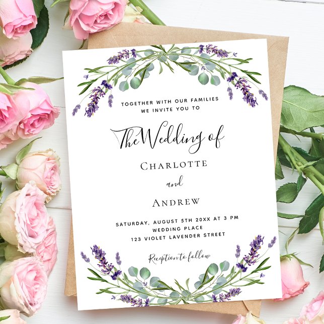 Lavender violet florals script budget wedding  (Creator Uploaded)