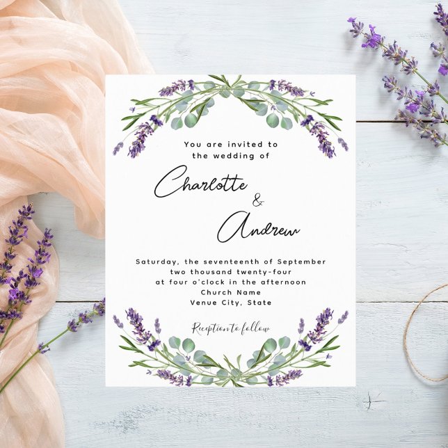 Lavender violet florals script budget wedding (Creator Uploaded)