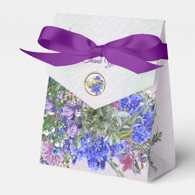 Lavender - Violet Flower Bouquets Favour Box (Front Side)