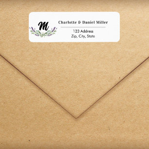 Lavender violet flowers monogram return address