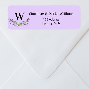 Lavender violet flowers monogram return address