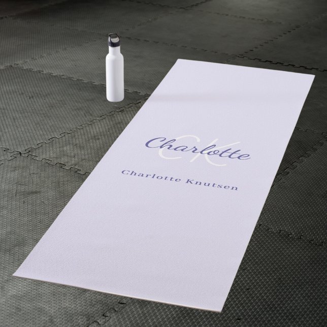Lavender violet monogram initials name yoga mat (Creator Uploaded)