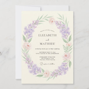 Lavender Violet Painted Wedding Invitation