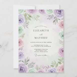Lavender Violet Petal Wedding Invitation