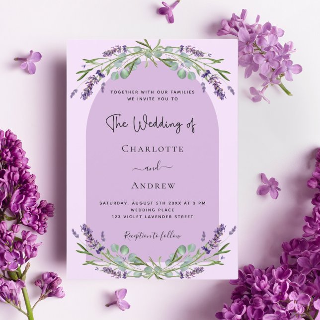 Lavender violet pink greenery arch luxury wedding  invitation (Creator Uploaded)