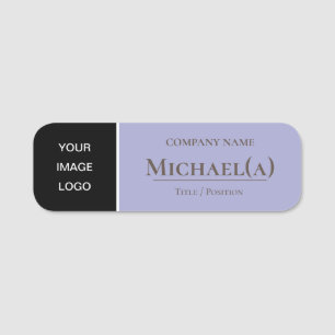 Lavender Violet Purple & Black Modern Company LOGO Name Tag