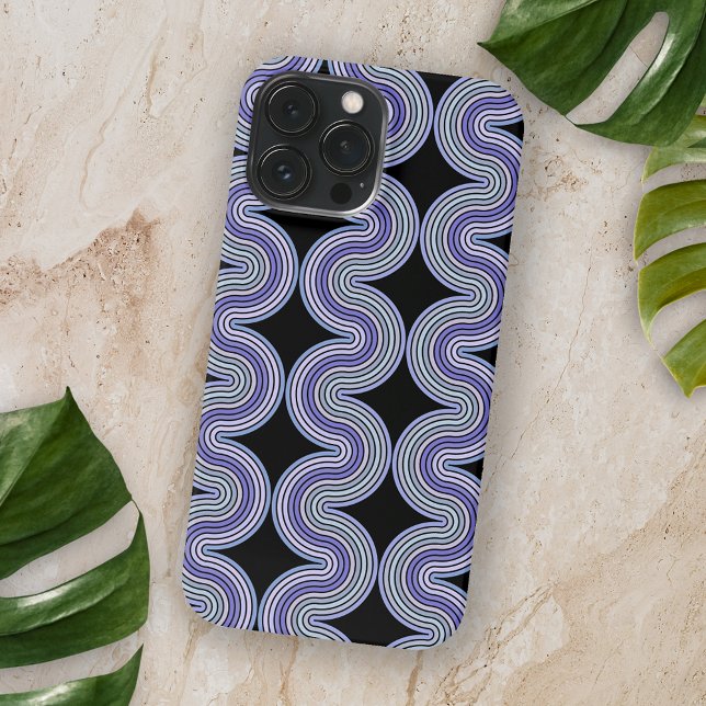 Lavender Violet Purple Pink Wavy Stripes On Black Case-Mate iPhone Case (Creator Uploaded)