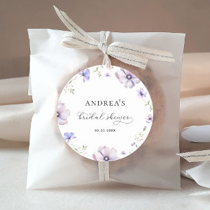 Lavender Violet Purple Spring Floral Bridal Shower Classic Round Sticker