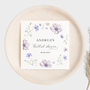 Lavender Violet Purple Spring Floral Bridal Shower Napkin