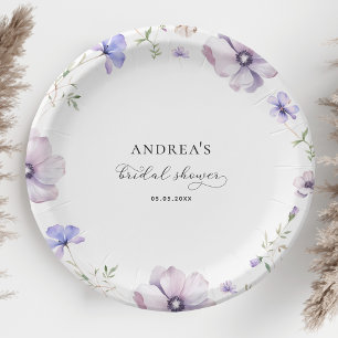Lavender Violet Purple Spring Floral Bridal Shower Paper Plate