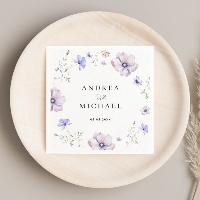 Lavender Violet Purple Spring Wildflowers Wedding Napkin (Creator Uploaded)