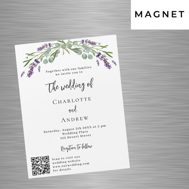 Lavender violet QR code details luxury wedding Magnetic Invitation (Creator Uploaded)