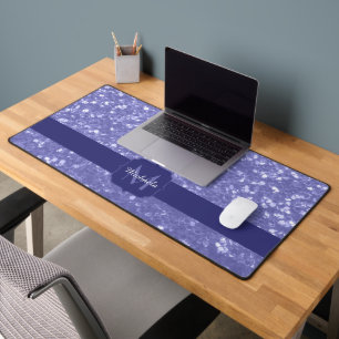 Lavender violet sparkles glitter bling Monogram Desk Mat